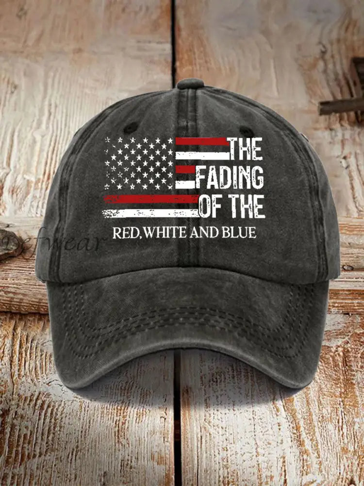 Unisex The Fading Of The Red White And Blue Print Hat Black / ONE
