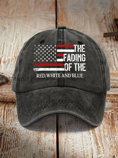 Unisex The Fading Of The Red White And Blue Print Hat Black / ONE