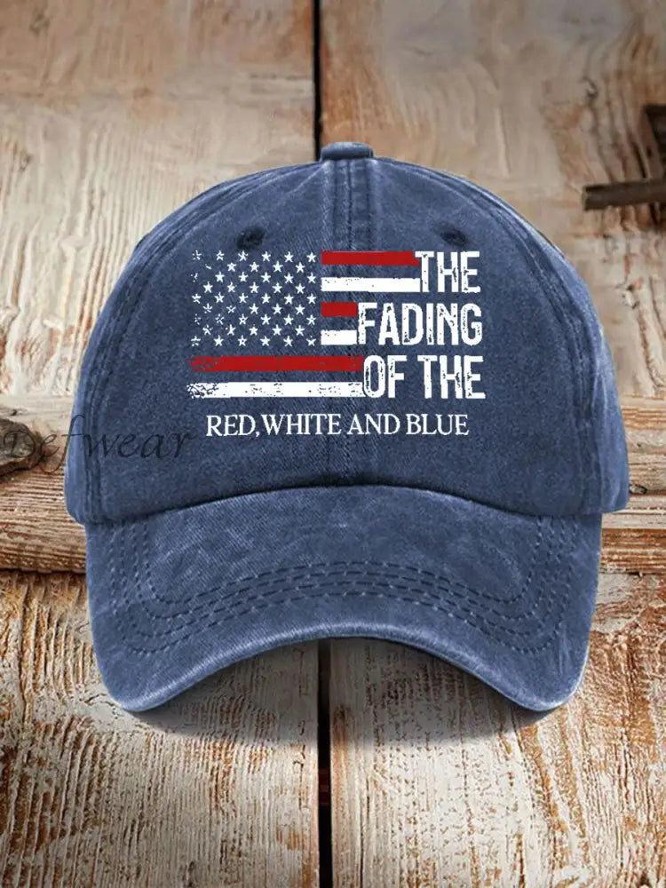 Unisex The Fading Of The Red White And Blue Print Hat Navy Blue / ONE