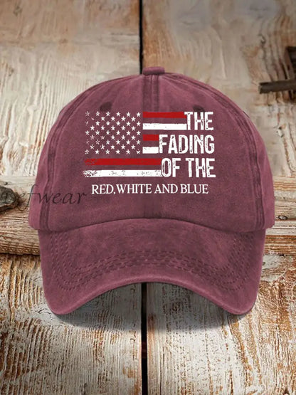 Unisex The Fading Of The Red White And Blue Print Hat Wine Red / ONE