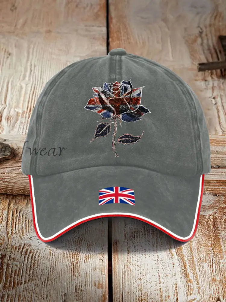 Unisex UK Flag Art Printed Hat Light Gray / ONE