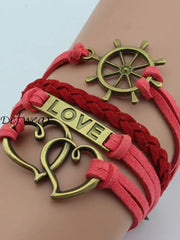 Unisex Valentine’s Day Heart Handwoven Bracelet Red