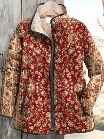 Vintage Elegant Floral Art Print Women’s Casual Cardigan Jacket A / S