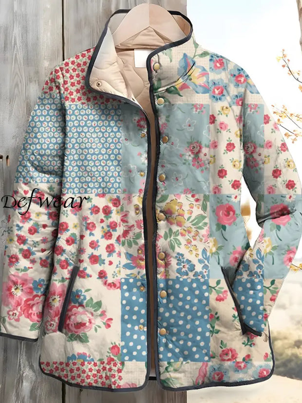 Vintage Elegant Floral Art Print Women’s Casual Cardigan Jacket A / S