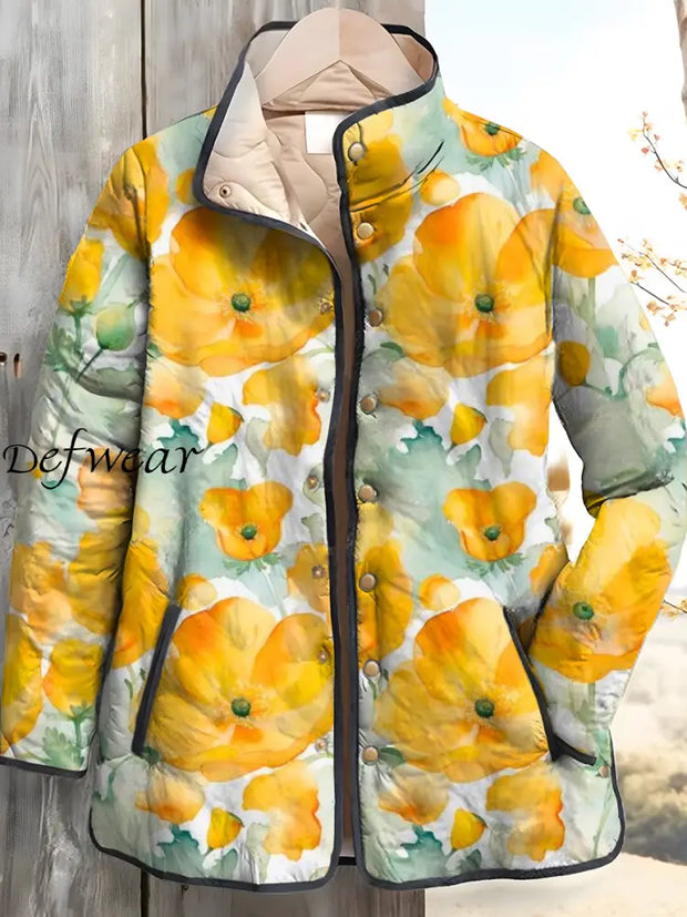 Vintage Elegant Floral Art Print Women’s Casual Cardigan Jacket A / S