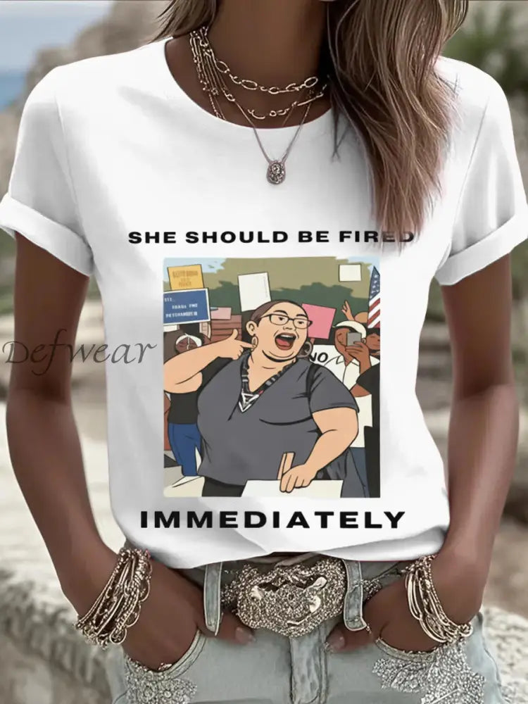 Vintage Lucy Martinez Charlie Kirk’s Print Comfortable Casual Cotton Short-sleeved T-shirt White / S