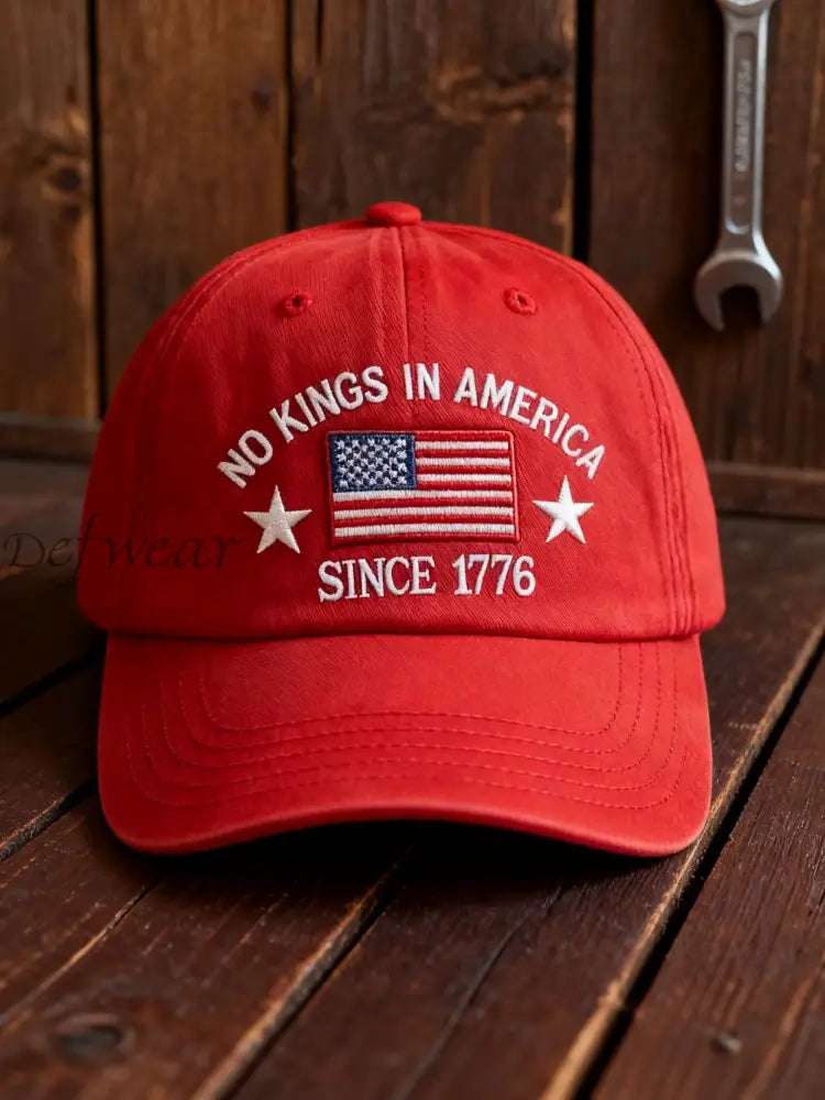 Vintage No Kings in America Casual Print Washed Hat Red / ONE