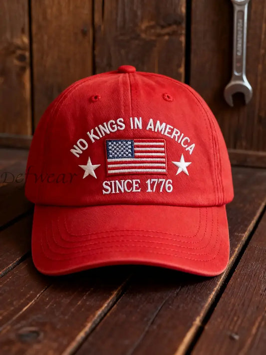 Vintage No Kings in America Casual Print Washed Hat Red / ONE