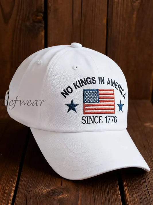 Vintage No Kings in America Casual Print Washed Hat White / ONE