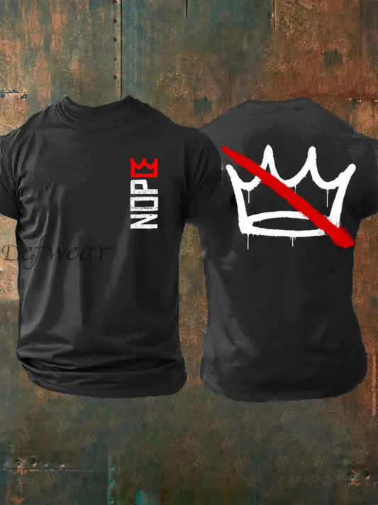 Vintage No Kings in America Print Casual Cotton Short Sleeve T-Shirt Black / S