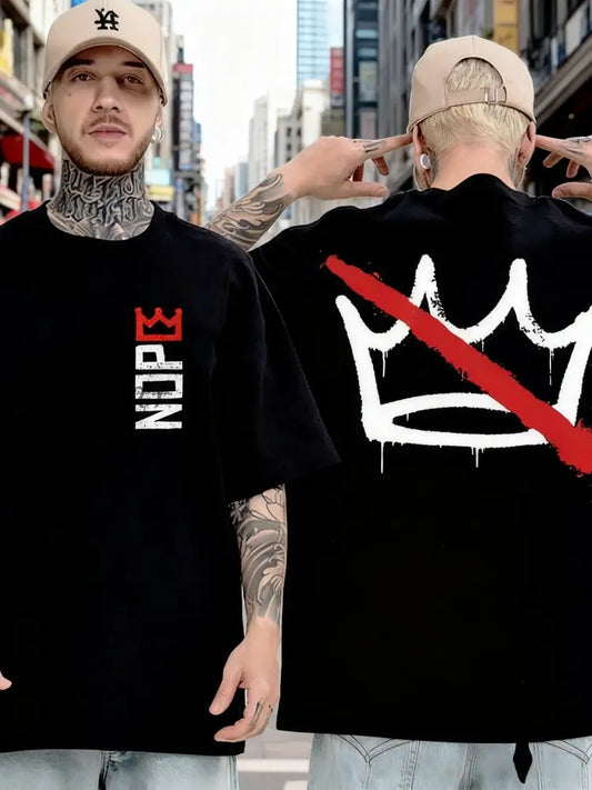 Vintage No Kings in America Print Casual Cotton Short Sleeve T-Shirt Black / S