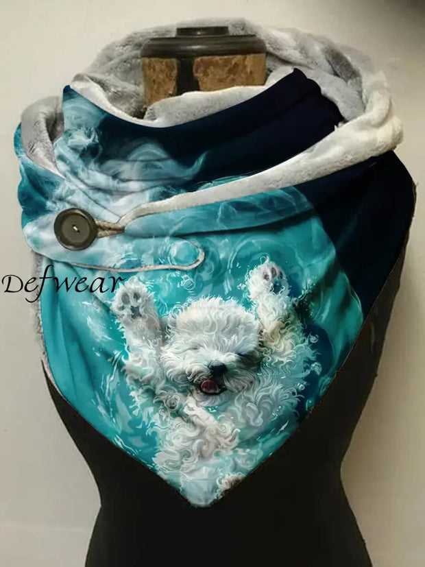 Vintage Puppy Art Print Casual Scarf A / Jm