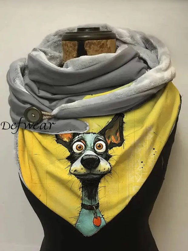 Vintage Puppy Art Print Casual Scarf A / Jm