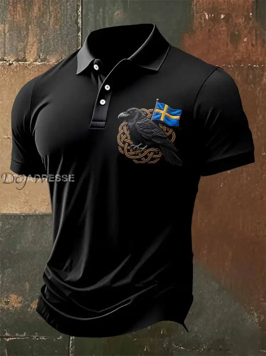 Vintage Svensk Korptryck Pikétröja För Män som bild / S Ny Ankomst