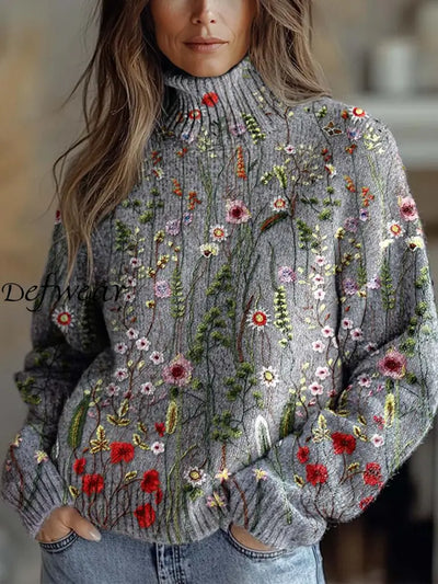 Women’s Art Vintage Print Casual Chic Sweater Pullover A / S