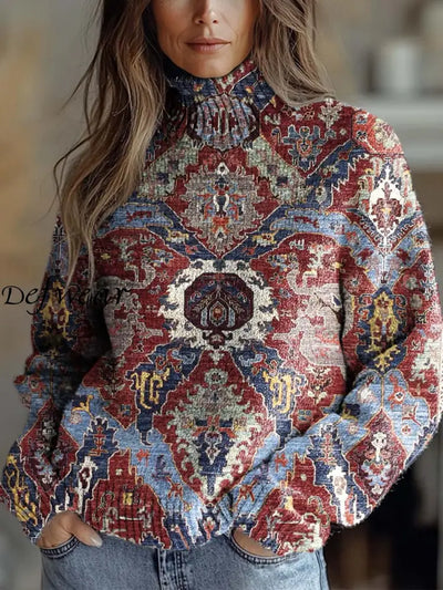 Women’s Art Vintage Print Casual Chic Sweater Pullover A / S