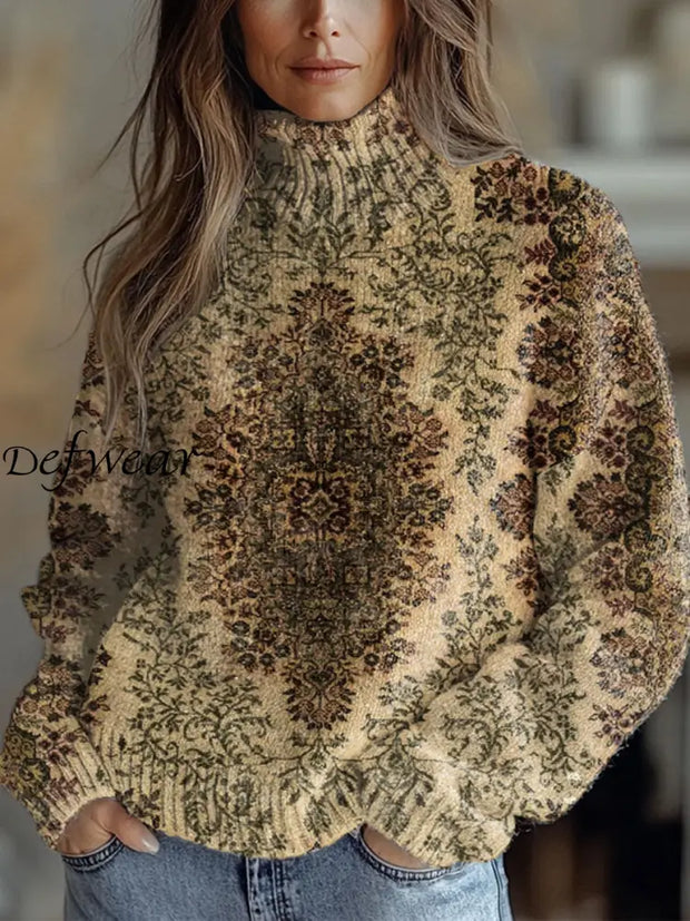 Women’s Art Vintage Print Casual Chic Sweater Pullover A / S