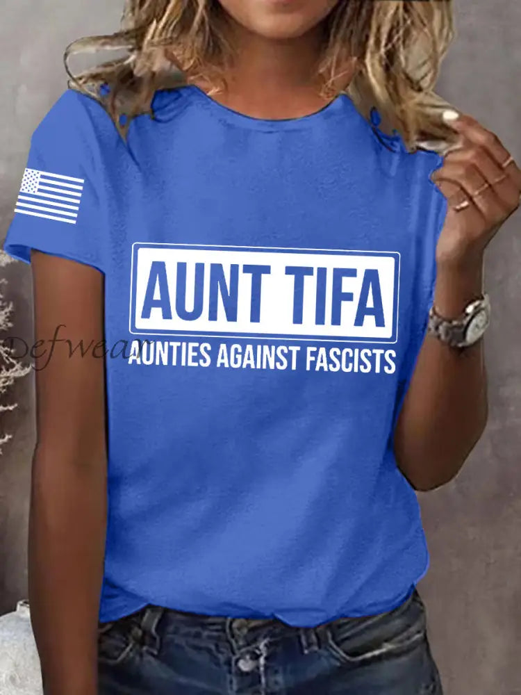 Women’s Aunt Tifa Aunties Against Fascists Tee Blue / S