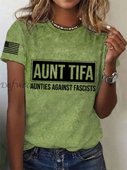 Women’s Aunt Tifa Aunties Against Fascists Tee Green / S