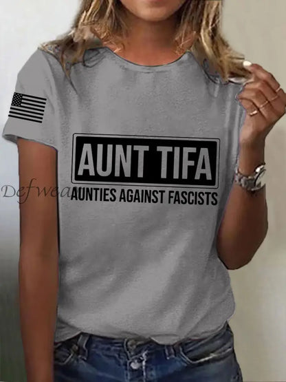 Women’s Aunt Tifa Aunties Against Fascists Tee Light Gray / S