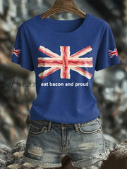 Women’s Bacon UK Flag Printed T Shirt Blue / S