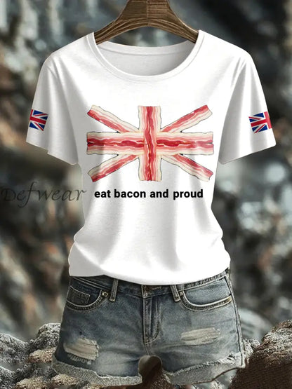 Women’s Bacon UK Flag Printed T Shirt White / S