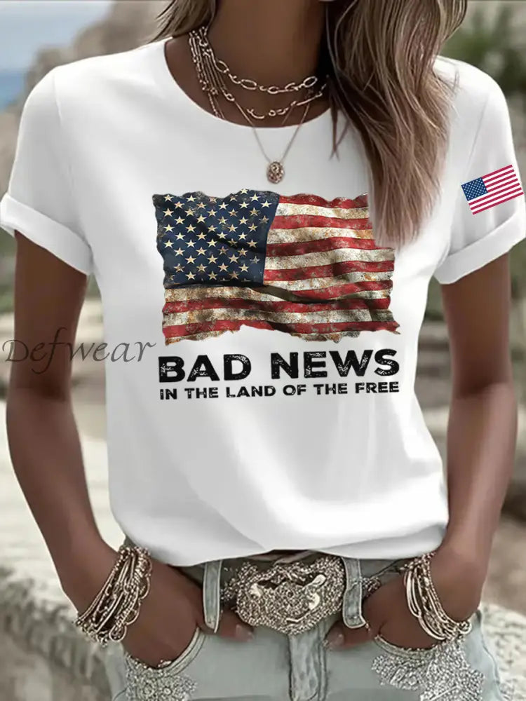 Women’s Bad News In The Land Of The Free Printed T-Shirt White / S