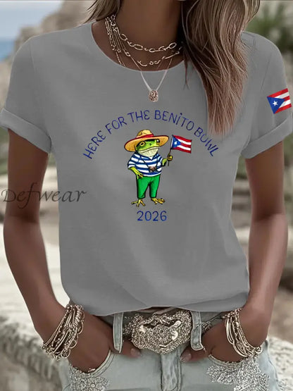 Women’s Benito Bunny Super Bowl 2026 and Frog Puerto Rican Flag Shirt Light Gray / S
