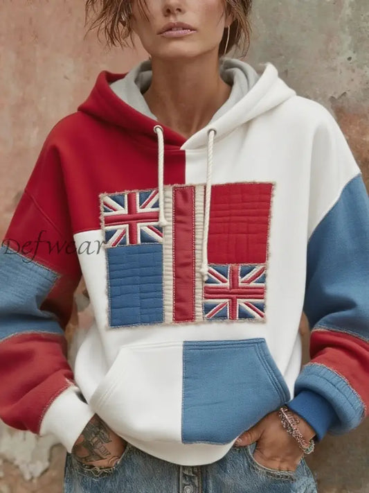 Women’s British floral patchwork hoodie As picture / S