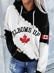 Women’S Canada Elbows Up Print Hoodie Black / S T-SHIRT