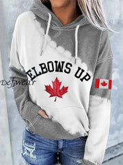 Women’S Canada Elbows Up Print Hoodie Grey / S T-SHIRT