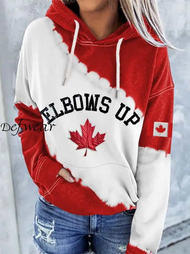 Women’S Canada Elbows Up Print Hoodie Red / S T-SHIRT