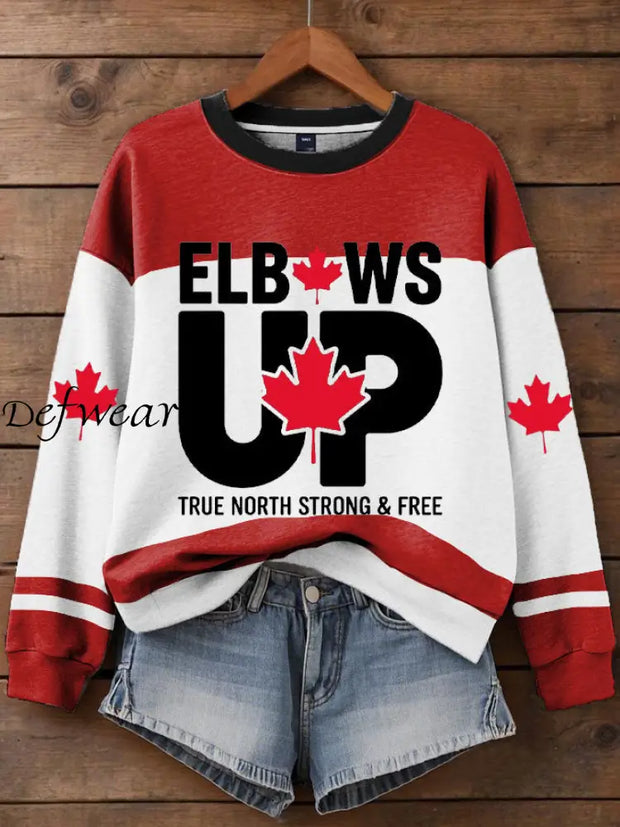 Women’s Canada Elbows Up True North Strong&Free Printed Sweatshirt Red / S