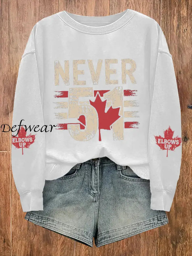 Women’s Canada Never 51 Printed Long Sleeve Sweatshirt White / 4XL