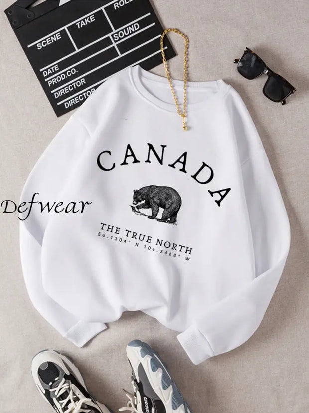 Women’s Canada The True North Bear Print Sweatshirt White / S