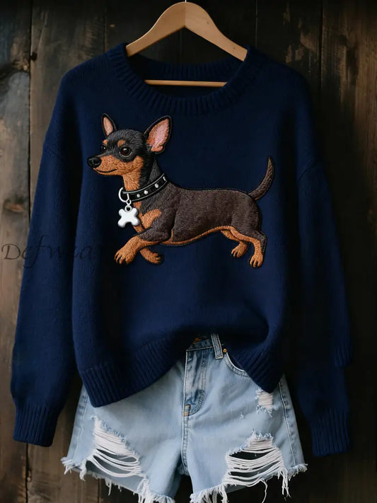 Women’s Chihuahua Dog Tops Navy Blue / S