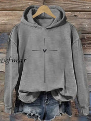 Women’s Christian Cross Printed Long Sleeve Hoodie Light Gray / S