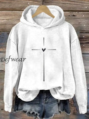 Women’s Christian Cross Printed Long Sleeve Hoodie White / S