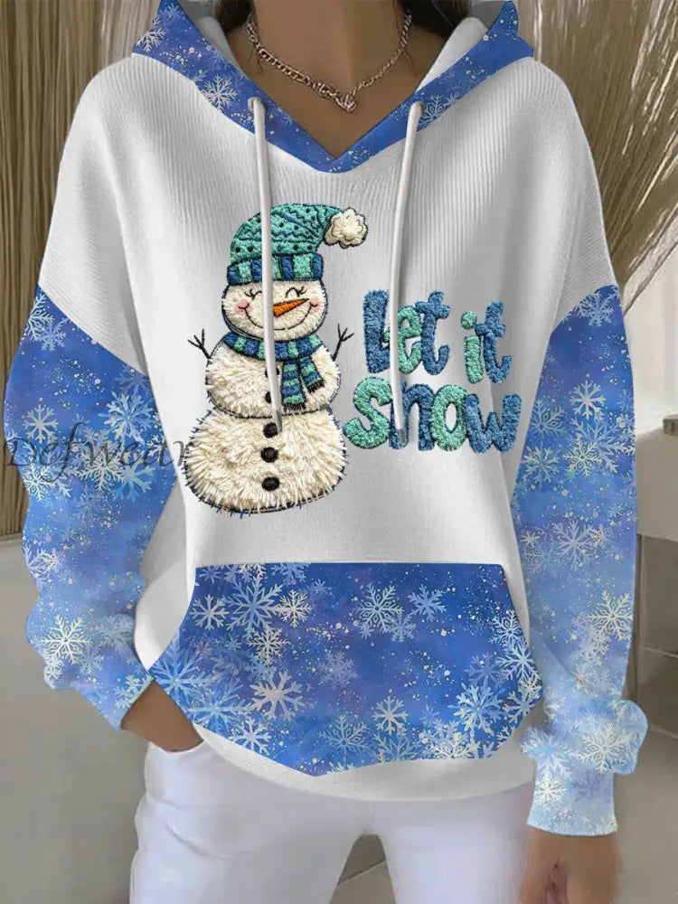Women’s Christmas Let It Snow Hoodie Blue / S
