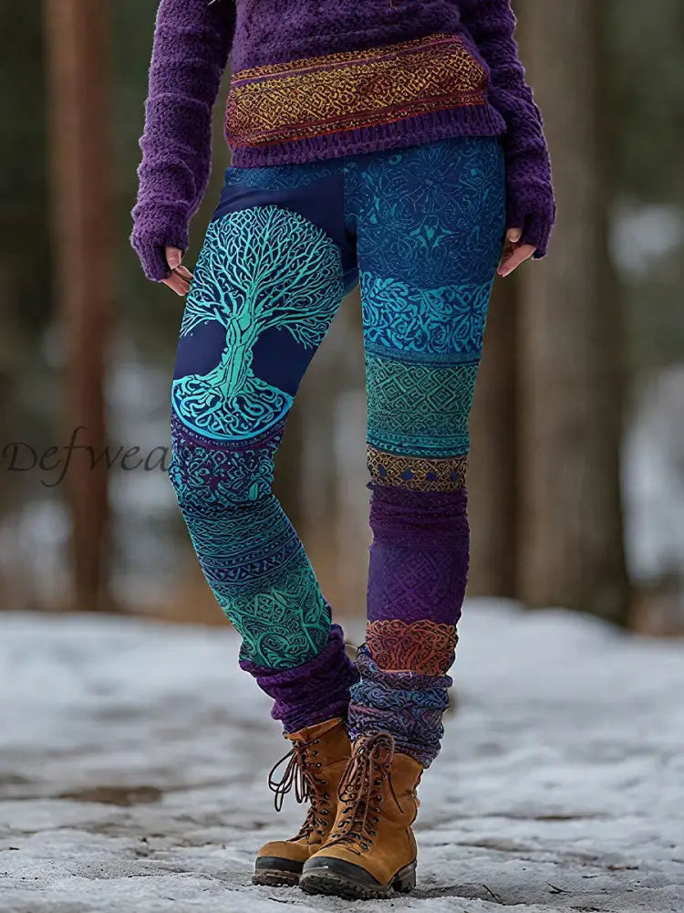 Women’s Clothing Viking Tree of Life Leggings As picture / S