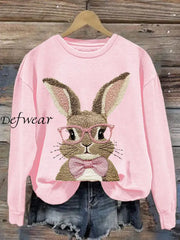 Women’s Cute Bunny Happy Easter Casual Sweatshirt Pink / S