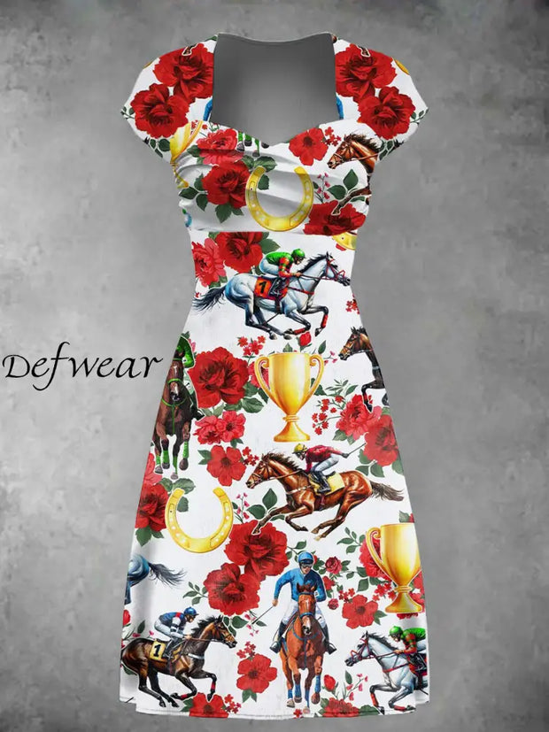 Women’s Derby Horse Art Print Dress As picture / S