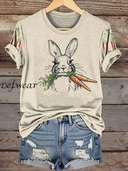 Women’s Easter Bunny And Carrots Printed Casual Shirt Apricot / S