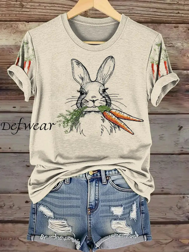 Women’s Easter Bunny And Carrots Printed Casual Shirt Apricot / S