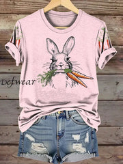 Women’s Easter Bunny And Carrots Printed Casual Shirt Pink / S