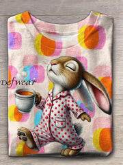 Women’s Easter Bunny Print Round Neck Short Sleeve T-Shirt Picture 1 / 2XL