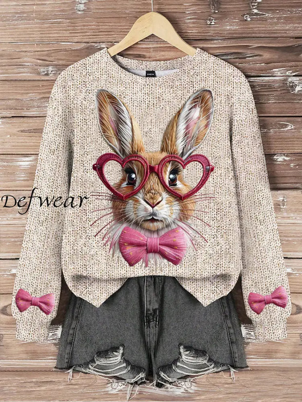 Women’s Easter Bunny Print Sweatshirt Apricot / S