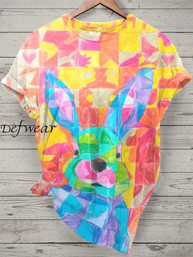 Women’s Easter Bunny Print T-Shirt As picture / S