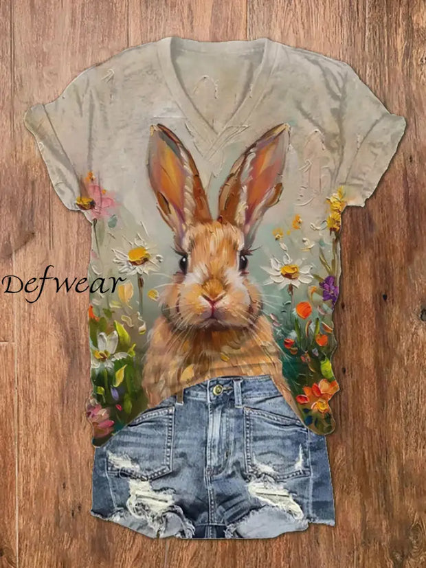 Women’s Easter Bunny Print T-Shirt As picture / S