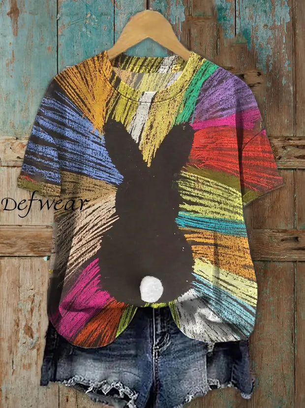 Women’s Easter Bunny Print T-Shirt As picture / S